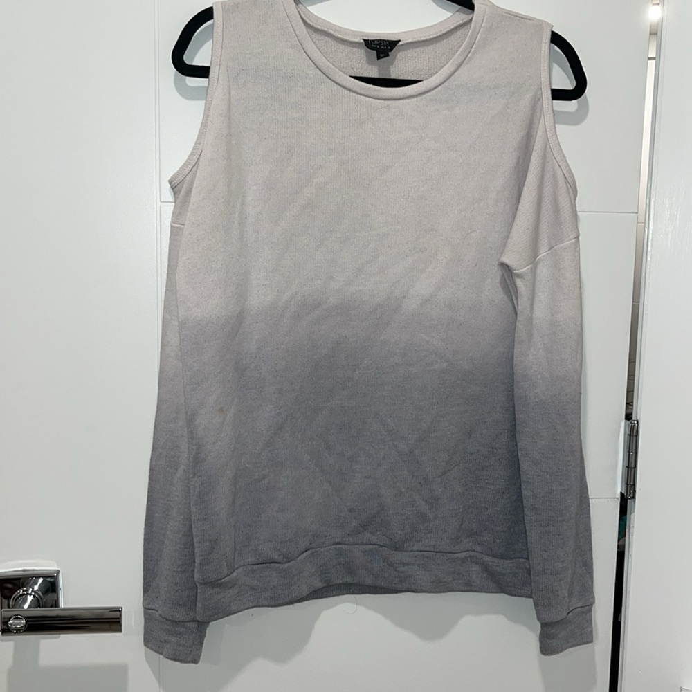 Topshop Ombre Cold Shoulder Long Sleeve Top